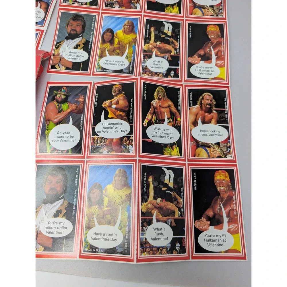 Vintage 1991 WWF Superstars Valentines‎ Cards Uncut Sheets Hulk Hogan Macho Man